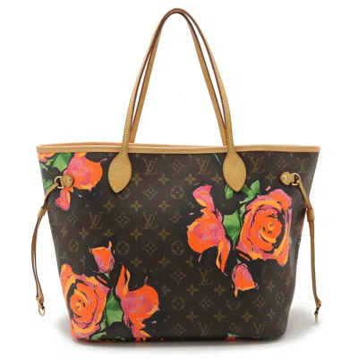 Pre-owned Louis Vuitton Brown Green Orange Pink Monogram Rose Shoulder Bag Tote Bag ()