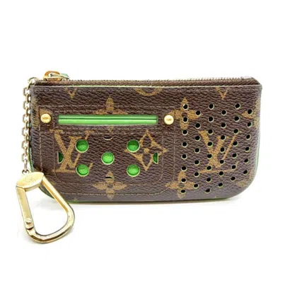Pre-owned Louis Vuitton Brown Green Vert Monogram Perforated Coin Purse/coin Case ()