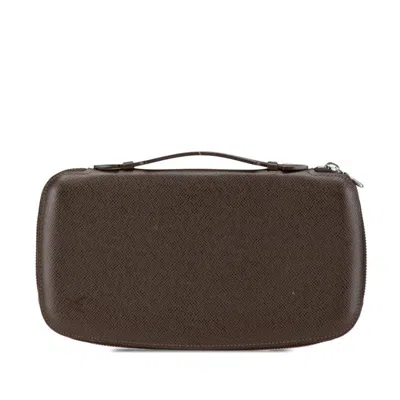 Pre-owned Louis Vuitton Brown Grizzly Leather Pvc Long Wallet (bi-fold) ()