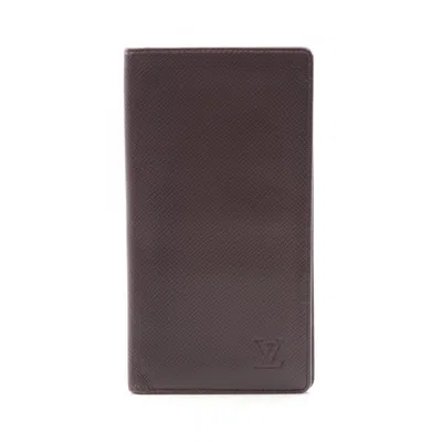 Pre-owned Louis Vuitton Brown Grizzly Taiga Leather Leather Long Wallet (bi-fold) ()
