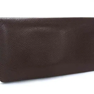 Pre-owned Louis Vuitton Brown Grizzly Taiga Leather Long Wallet (bi-fold) ()