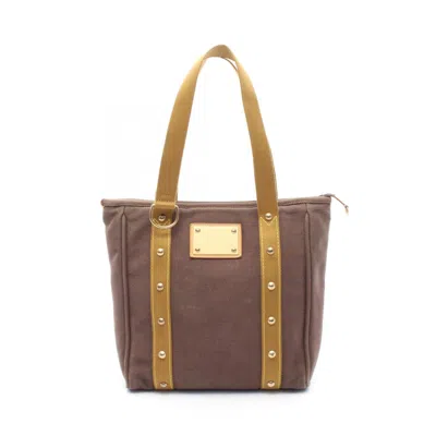 Pre-owned Louis Vuitton Brown Khaki Canvas Leather Tote Bag ()