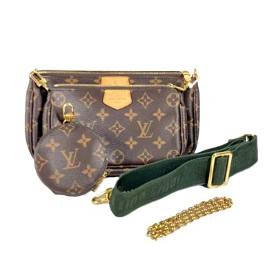 Pre-owned Louis Vuitton Brown Khaki Monogram Pochette Shoulder Bag ()