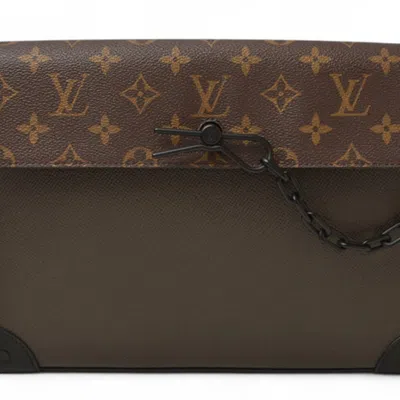 Pre-owned Louis Vuitton Brown Khaki Pvc Clutch Bag Pochette () In Multi