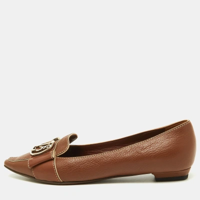 Pre-owned Louis Vuitton Brown Leather Ballet Flats Size 35.5