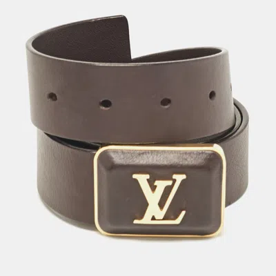 Pre-owned Louis Vuitton Brown Leather Buckle Belt 85 Cm