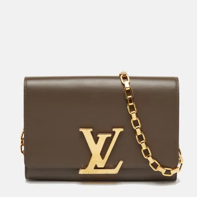 Pre-owned Louis Vuitton Brown Leather Chain Louise Mm Bag