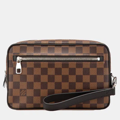 Pre-owned Louis Vuitton Brown Damier Ebene Kasai Clutch
