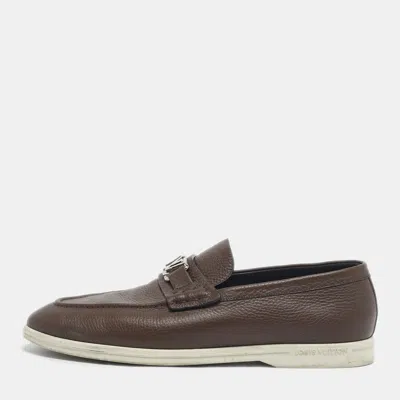 Pre-owned Louis Vuitton Brown Leather Estate Loafers Size 44