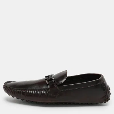 Pre-owned Louis Vuitton Brown Leather Hockenheim Loafers Size 44