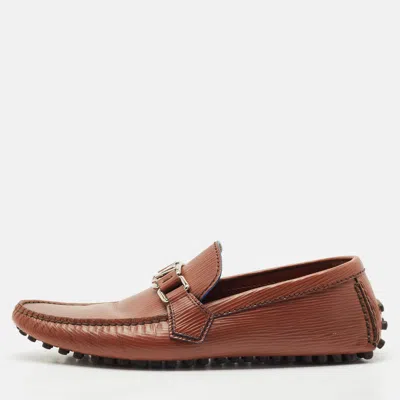 Pre-owned Louis Vuitton Brown Leather Hockenheim Slip On Loafers Size 40.5