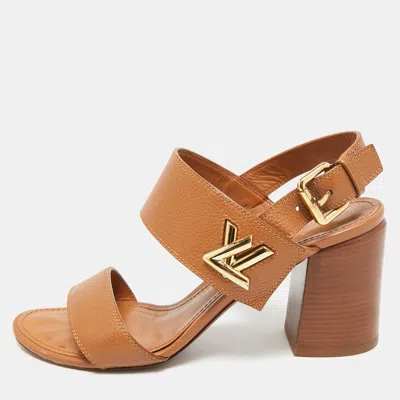 Pre-owned Louis Vuitton Brown Leather Horizon Ankle Strap Sandals Size 39
