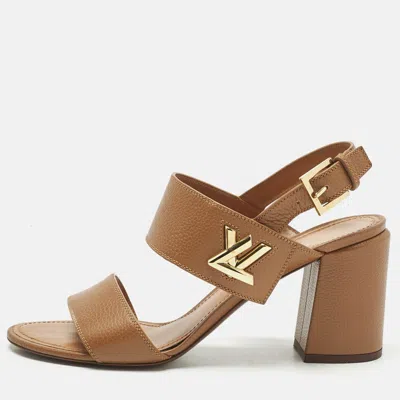 Pre-owned Louis Vuitton Brown Leather Horizon Ankle Strap Sandals Size 41