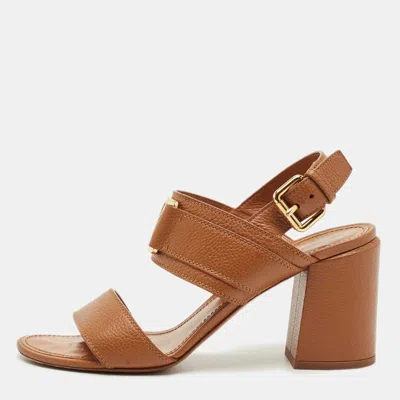 Pre-owned Louis Vuitton Brown Leather Horizon Slingback Sandals Size 38.5