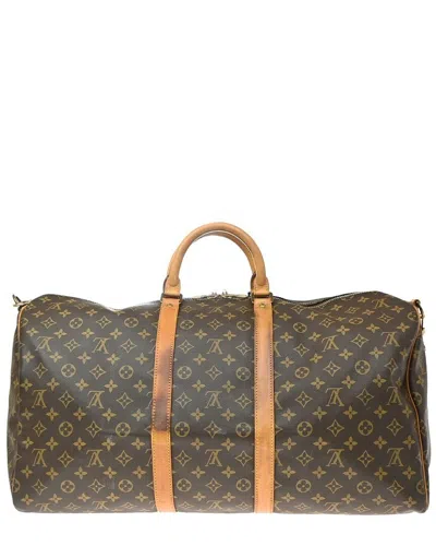 Pre-owned Louis Vuitton Brown Leather Keepall Bandoulière Travel Bag (authentic Pre-  Loved)