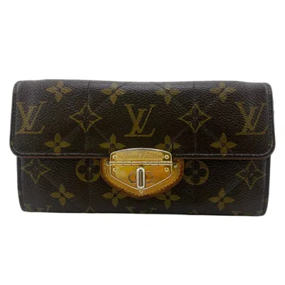 Pre-owned Louis Vuitton Brown Leather Long Wallet (tri-fold) ()