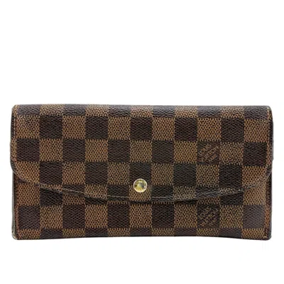 Pre-owned Louis Vuitton Brown Leather Long Wallet (tri-fold) ()