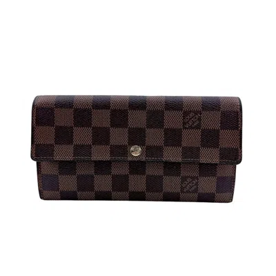 Pre-owned Louis Vuitton Brown Leather Long Wallet (tri-fold) ()