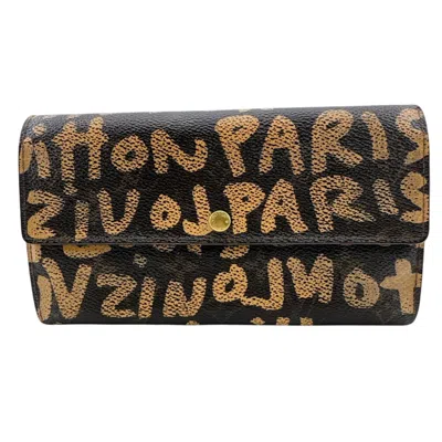 Pre-owned Louis Vuitton Brown Leather Long Wallet (tri-fold) ()