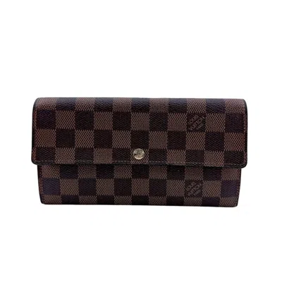 Pre-owned Louis Vuitton Brown Leather Long Wallet (tri-fold) ()
