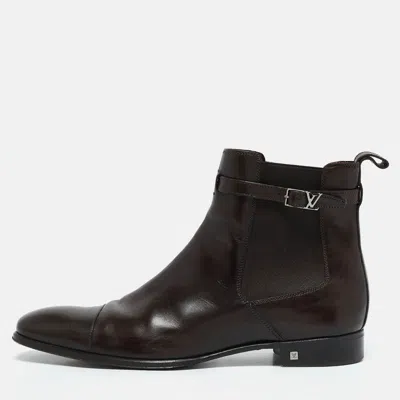 Pre-owned Louis Vuitton Brown Leather Loyalty Ankle Boots Size 42