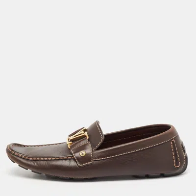 Pre-owned Louis Vuitton Brown Leather Monte Carlo Loafers Size 41.5