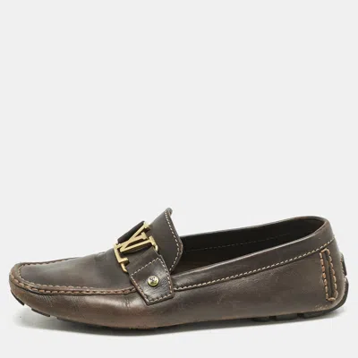 Pre-owned Louis Vuitton Brown Leather Monte Carlo Loafers Size 42