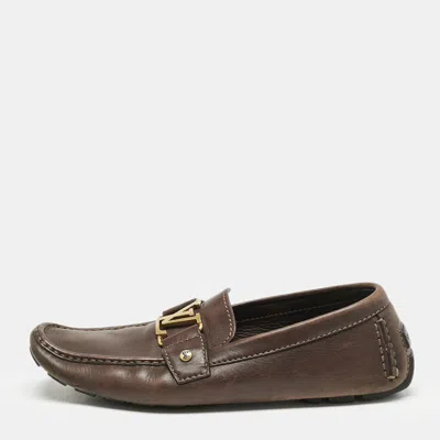 Pre-owned Louis Vuitton Brown Leather Monte Carlo Loafers Size 42.5