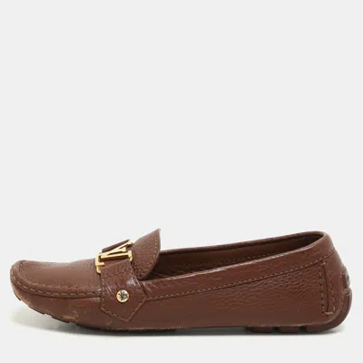Pre-owned Louis Vuitton Brown Leather Oxford Loafers Size 37.5