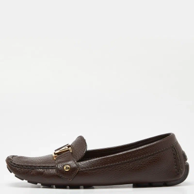 Pre-owned Louis Vuitton Brown Leather Oxford Loafers Size 39