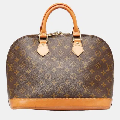 Pre-owned Louis Vuitton Brown Leather Pm Alma Satchel