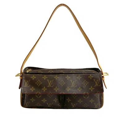 Pre-owned Louis Vuitton Brown Leather Pvc Shoulder Bag Tote Bag ()