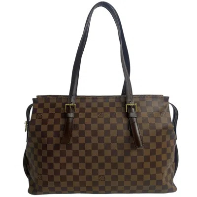 Pre-owned Louis Vuitton Brown Leather Pvc Tote Bag ()