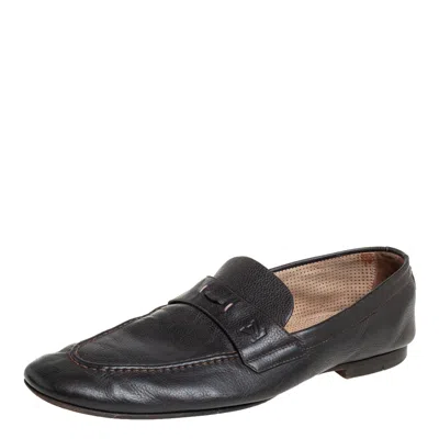 Pre-owned Louis Vuitton Brown Leather Slip On Loafers Size 42