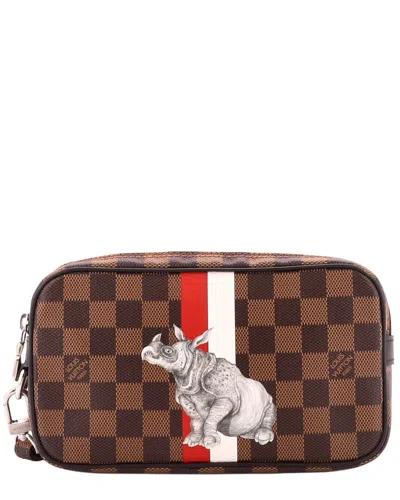 Pre-owned Louis Vuitton Brown Limited Edition Chapman Savane Damier Pochette Volga (authentic Pre-loved)