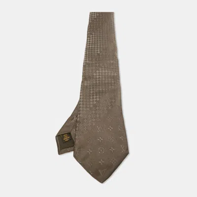 Pre-owned Louis Vuitton Brown Lv Jacquard Silk Tie