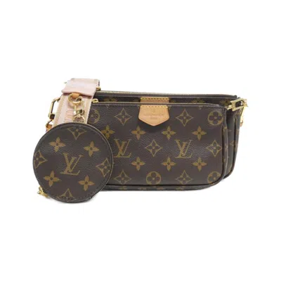Pre-owned Louis Vuitton Brown Marron Rose Rose Clair Coated Canvas Pochette Shoulder Bag ()