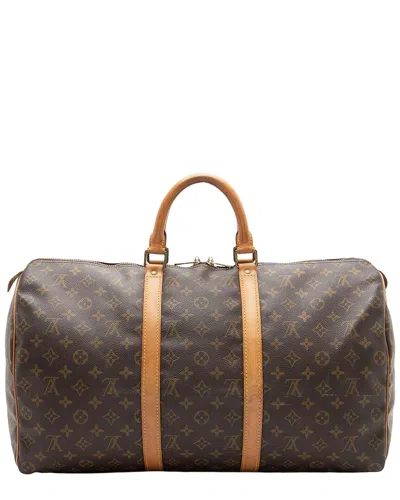 Pre-owned Louis Vuitton Brown Monogram Canvas & Leather Keepall 50 (authentic Pre-loved)