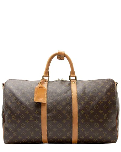 Pre-owned Louis Vuitton Brown Monogram Canvas & Leather Keepall Bandouliere 50  (authentic Pre-loved)