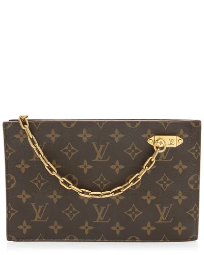 Pre-owned Louis Vuitton Brown Monogram Canvas & Leather Legacy Chain Clutch (authentic  Pre-loved)
