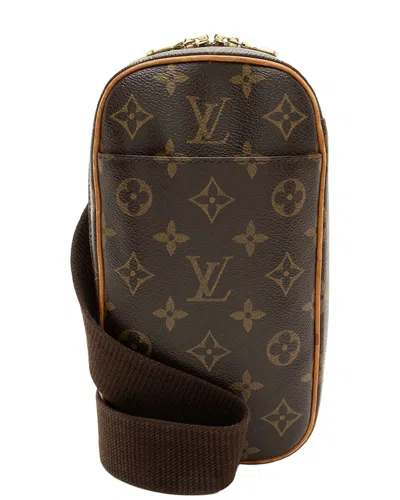 Pre-owned Louis Vuitton Brown Monogram Canvas & Leather Pochette Gange (authentic Pre-  Loved)