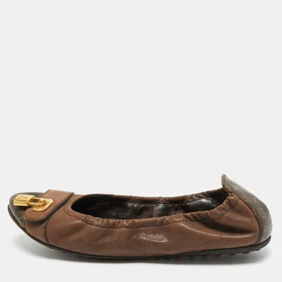 Pre-owned Louis Vuitton Brown Monogram Canvas And Shimmer Leather Lucky Ballet Flats Size 39