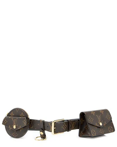 Pre-owned Louis Vuitton Brown Monogram Canvas Daily Multi Pocket Belt - Size 28 / 70  (authentic Pre-loved)