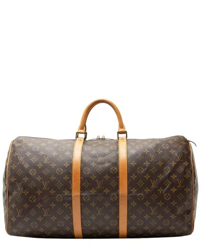 Pre-owned Louis Vuitton Brown Monogram Canvas Keepall 55 (authentic Pre-loved)