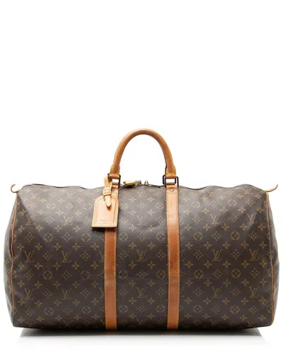 Pre-owned Louis Vuitton Brown Monogram Canvas Keepall 55 Duffle (authentic Pre-loved)