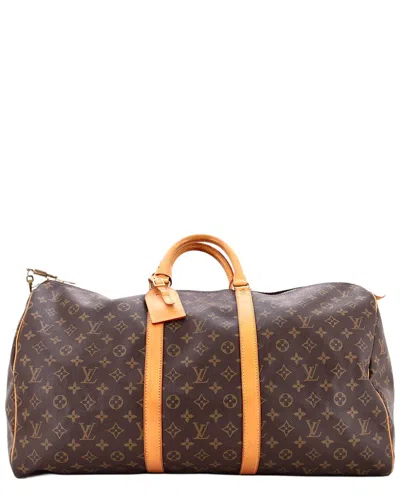Pre-owned Louis Vuitton Brown Monogram Canvas Keepall Bag 55 (authentic Pre-loved)