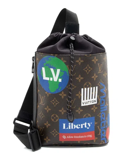 Pre-owned Louis Vuitton Brown Monogram Canvas Limited Edition Logo Story Sling Bag  (authentic Pre-loved)
