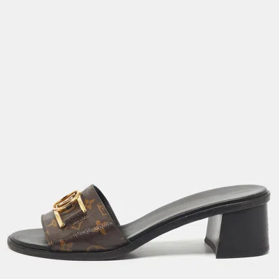 Pre-owned Louis Vuitton Brown Monogram Canvas Lock It Slide Sandals Size 40