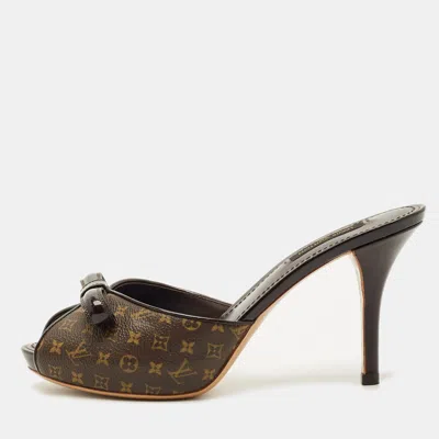 Pre-owned Louis Vuitton Brown Monogram Canvas Malibu Slide Sandals Size 36.5