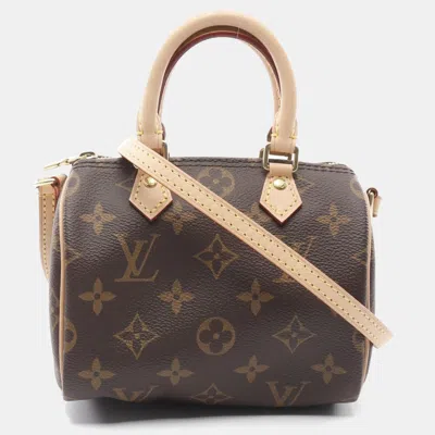 Pre-owned Louis Vuitton Brown Monogram Canvas Nano Speedy 2-way Shoulder Bag